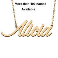cursive initial letters name necklace for alicia birthday party christmas new year graduation wedding valentine day gift