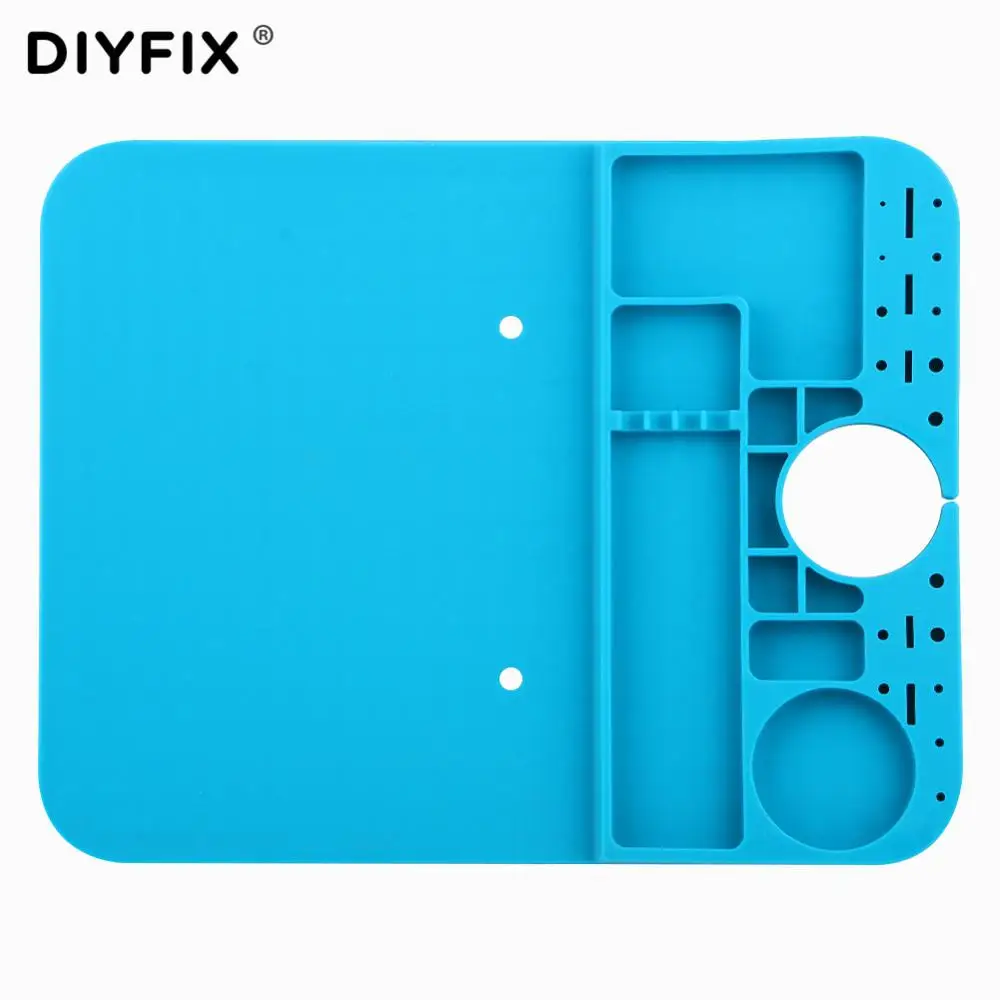 DIYFIX Теплоизоляционный силиконовый коврик для микроскопа Настольный коврик платформа для обслуживания микроскопа BGA паяльная ремонтная станция инструмент - Цвет: Синий