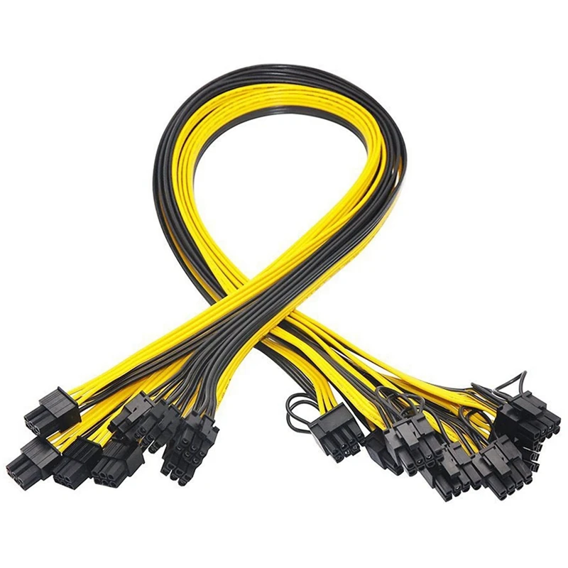 6 шт. 6-контактный PCI-E до 8 контактов (6 + 2) (штекер-штекер) силовой кабель GPU 50 см для