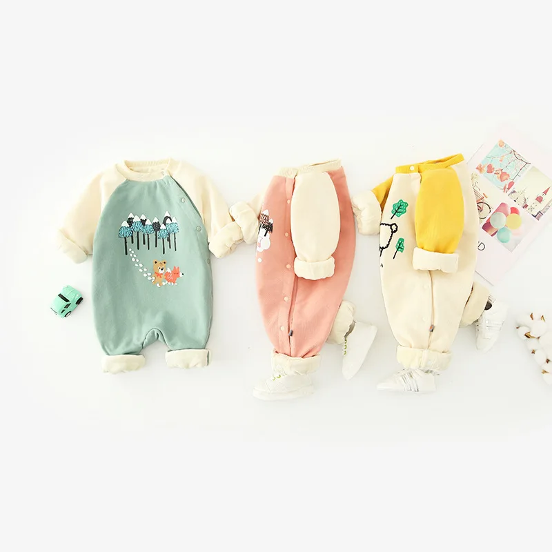 Осень зима 2019 Детский комбинезон с длинным рукавом и круглым вырезом|Ромперы| |