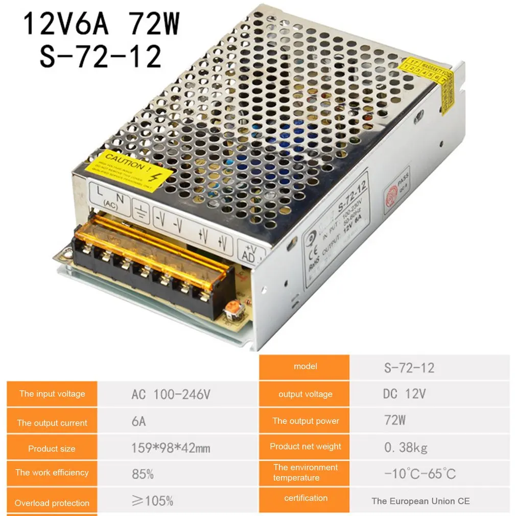 Импульсный источник питания dc12v 1a 1.25a 2a 2.5a 3a 3.2a 4.2a 5a 6a ac 220v dc/dc 12 вольт