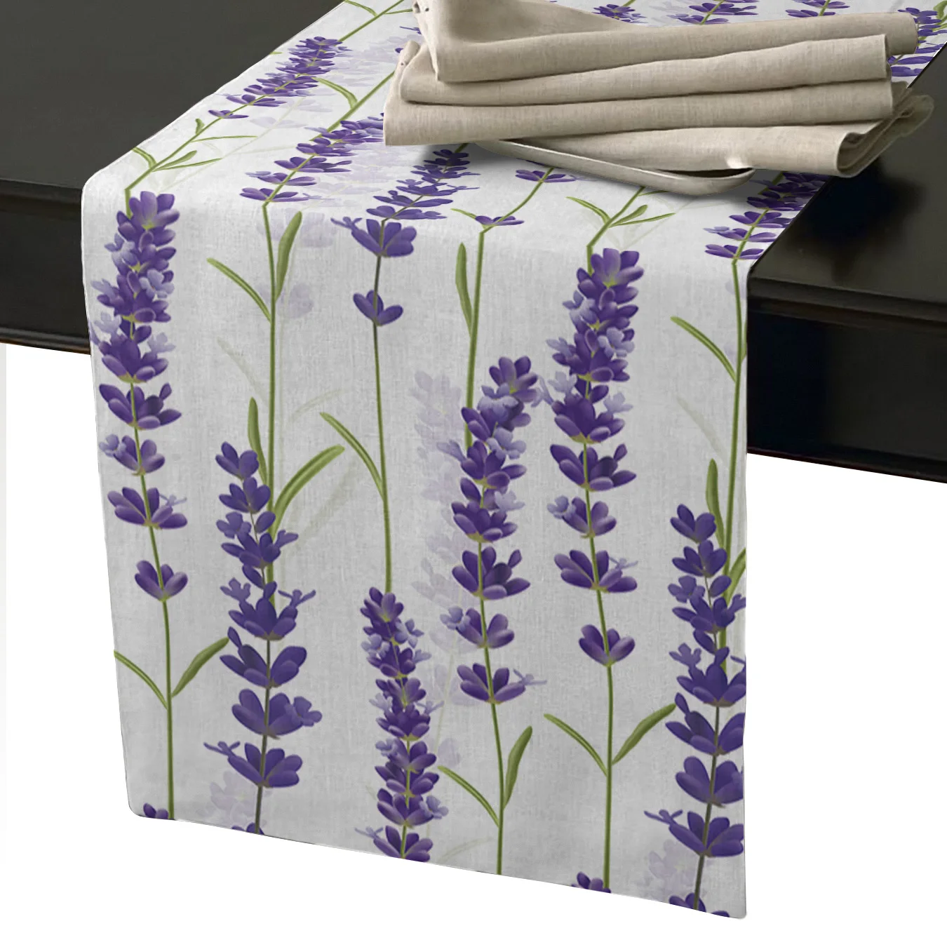 Лавандовая растительная тема дорожка для стола с принтом Современная льняная