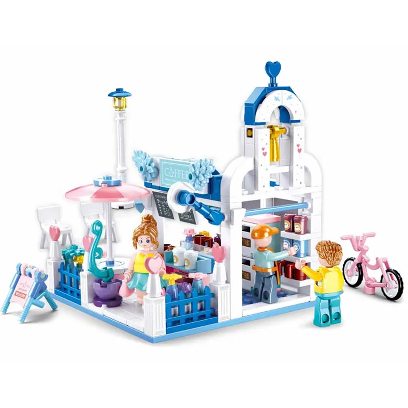 

SLuban Beach Amusement Park Serie Leisure Villa Assembled Building Blocks Street View Educational Toy For Kids Birthday Gift