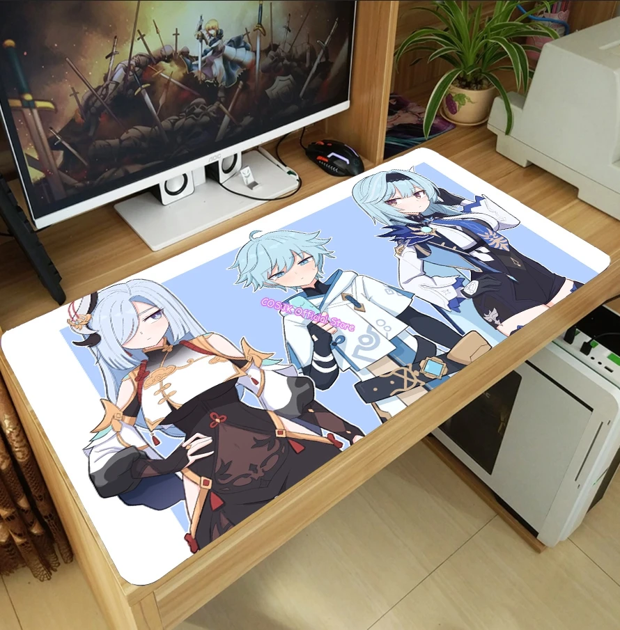 game shenhe genshin impact large mouse pad gaming computer desktop keyboard mat thicken laptop pc anti slip playmat gift free global shipping