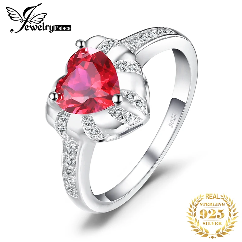 Jewelrypalace сердце любовь 1.86ct создан красный рубин Обручальные кольца для Для женщин Талисманы 925 серебро Мода г. Красивые ювелирные изделия
