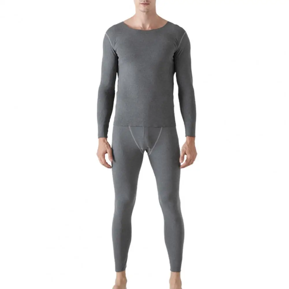 

Top + Pants Pajamas set Home Winter Sleepwear Men Autumn Winter Seamless Long Sleeve Warm T-shirt Pants Thermal Underwear Set