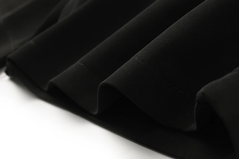 

[EAM] High Elastic Waist Black Wide Leg Knee Length Trousers New Loose Fit Pants Women Fashion Tide Spring Summer 2021 1DD7263