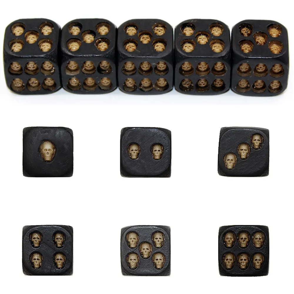 Skull Dice Galloping Dominoes Poker Game 5PCS Resin Deluxe Amusing Stimulating Club Bar KTV Devil Party Gambling | Спорт и