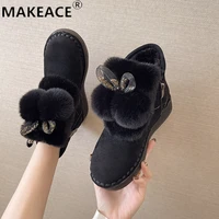 snow boots winter suede warm cotton shoes fashion foot bare boots outdoor leisure platform boots ins trendy cool womens shoes