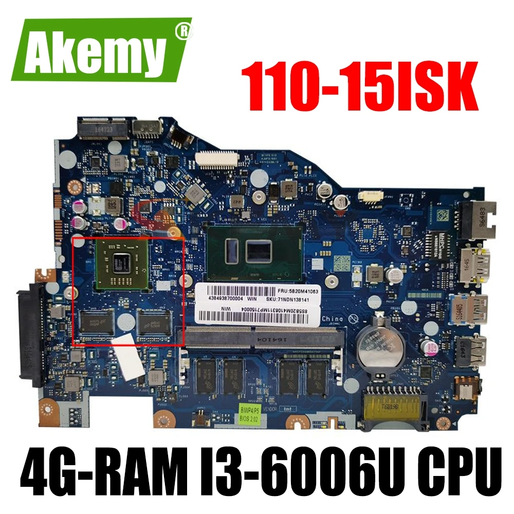 

Akemy LA-D562P Laotop motherboard For Lenovo Ideapad 110-15ISK original mainboard 4G-RAM I3-6006U CPU R5-M430 GPU