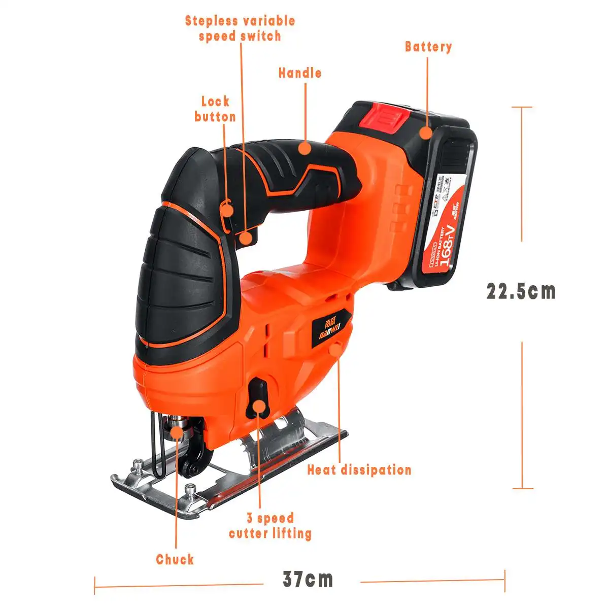 

20000mAh Electric Cordless Jig Saw Variable Speed Power Tools Metal Woodworking Electrical Saw Cutting Metal Wood Aluminum