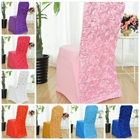 13 colours wedding chair cover spandex rose embroider chair cover lycra universal hotel banquet party decoration