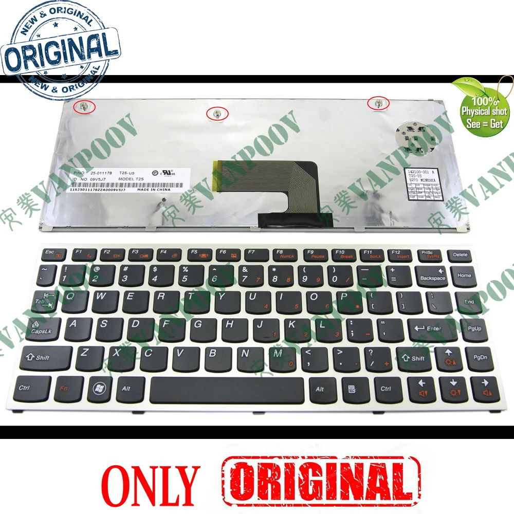 

Новая клавиатура для ноутбука Lenovo IdeaPad U460, U460s, U460A, черная, Серебристая Рамка, версия для США-25-011178, T2S-US 25-010478
