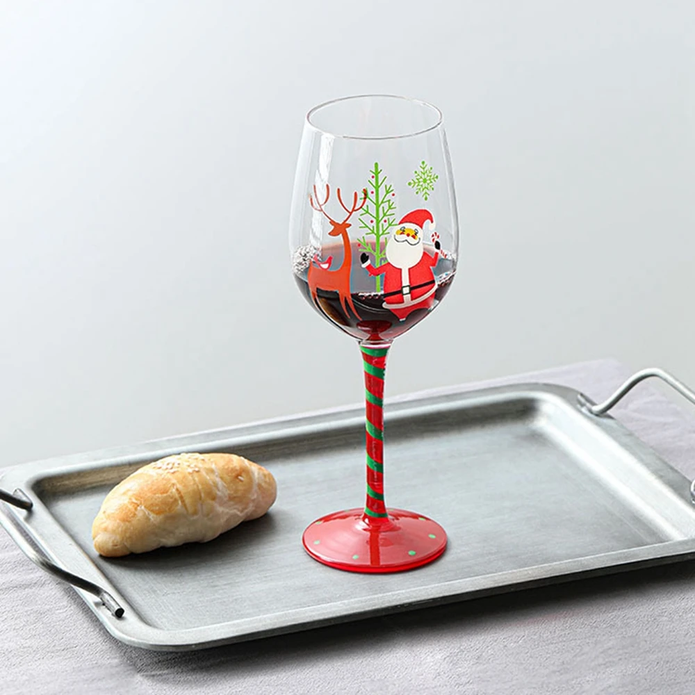 

Christmas Gift Wine Glass Artificial Hand-painted Painted Glass Crystal Cup Wine Glass Goblet Whiskey Heat Resistant Glass Mug