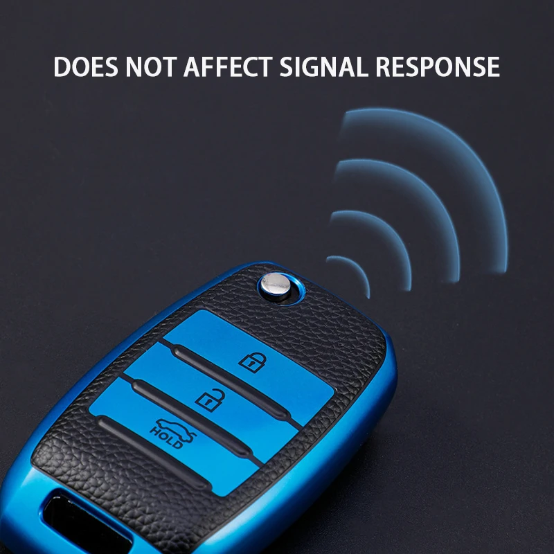 Чехол для автомобильного ключа из ТПУ и кожи с 3 кнопками Kia Rio K2 Ceed Cerato K3 Sportage 4 Picanto