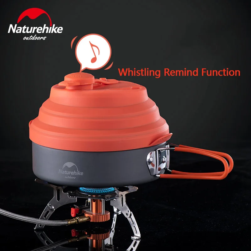 Naturehike 1.6L Кемпинг горшок с силиконовой крышкой свистящая Складная посуда