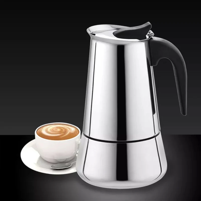 Лучшие Кофеварки Moka Pot из нержавеющей стали портативные электрические кофейники 100 мл/200 мл/300 мл/450 мл/600 мл/мл
