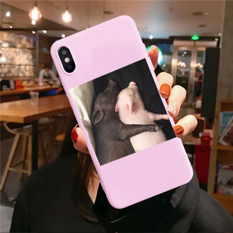 Pink TPU F3184 Забавный чехол для телефона с рисунком поросенка для iphone 11 Pro XS MaxX XR чехол для iphone 6 S 5 5S 7 8 plus Мягкий чехол милые Чехлы для пар - Цвет: Pink TPU F3184