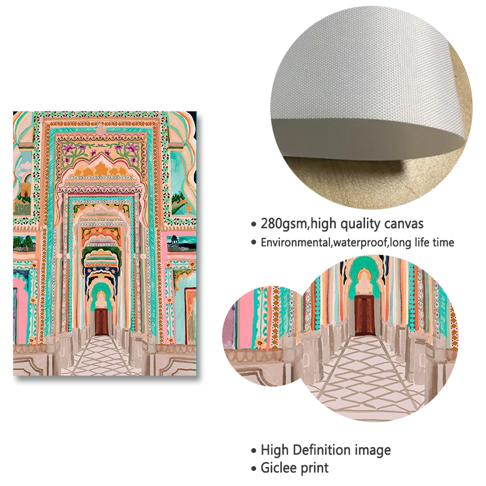 

Vintage Morocco Door Wall Art Canvas Painting Nordic Poster Landscape Wall Pictures For Living Room Home Decor Unframed