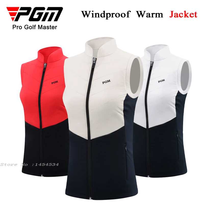 PGM Golf Jacket Clothing Women Sleeveless Vest Thicken Velvet Coat Lady Warm Windproof Sports Wear Autumn Winter Ball Clothes