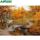 Набор для алмазной живописи AZQSD, Осенний мост, рукоделие, бриллиантовая мозаика пейзаж, вышивка крестиком, картина Стразы, ручная работа
