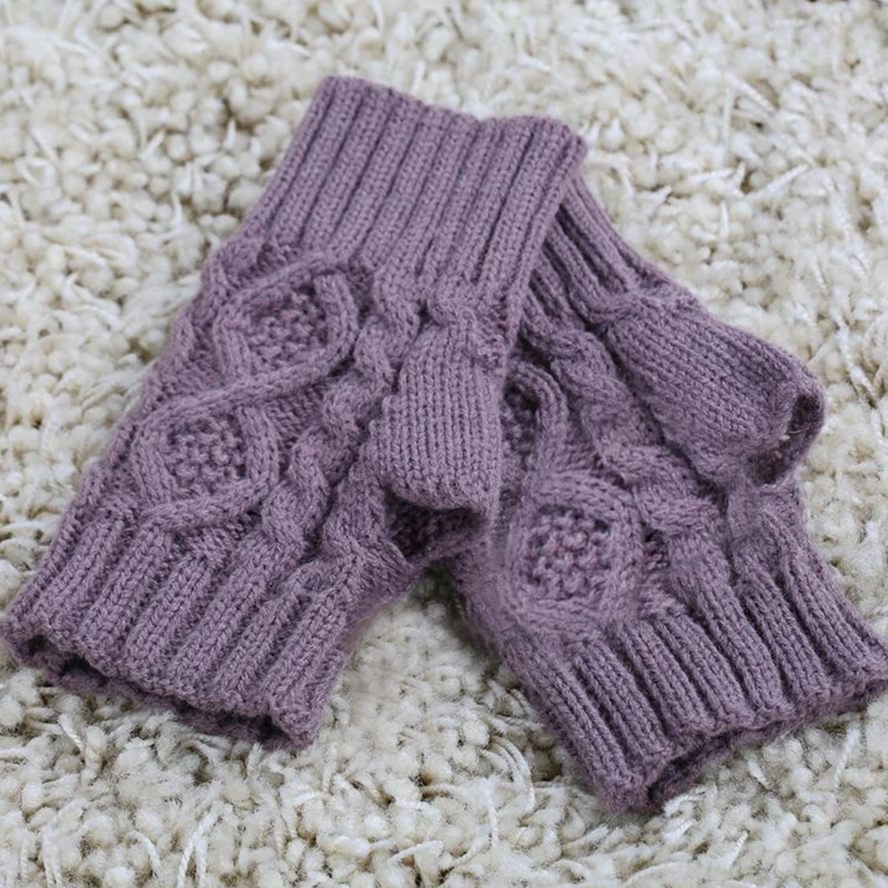 

1 pair Solid Women Accessories Knitting Geometric pattern Wrist Mittens Half Golves Elegant High Quality