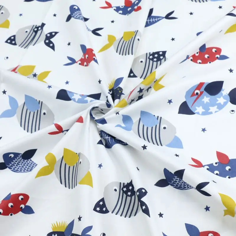 Тёмно-синяя хлопчатобумажная ткань для детского шитья лоскутного мультяшных