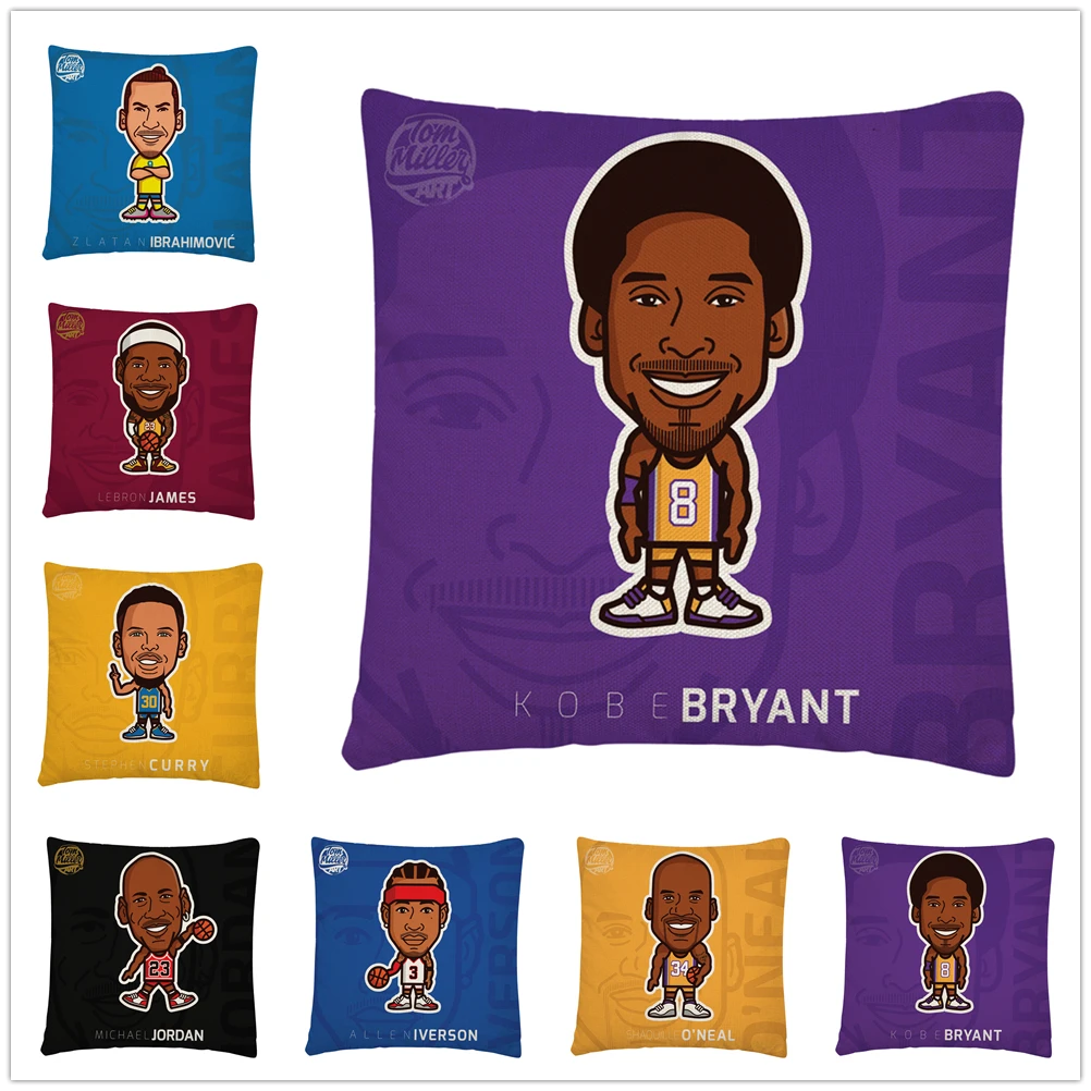 

Football Basketball Star Cartoon Pattern Linen Cushion Cover Pillowcase Home Sofa Car Decoration Pillowcase45X45 Cm