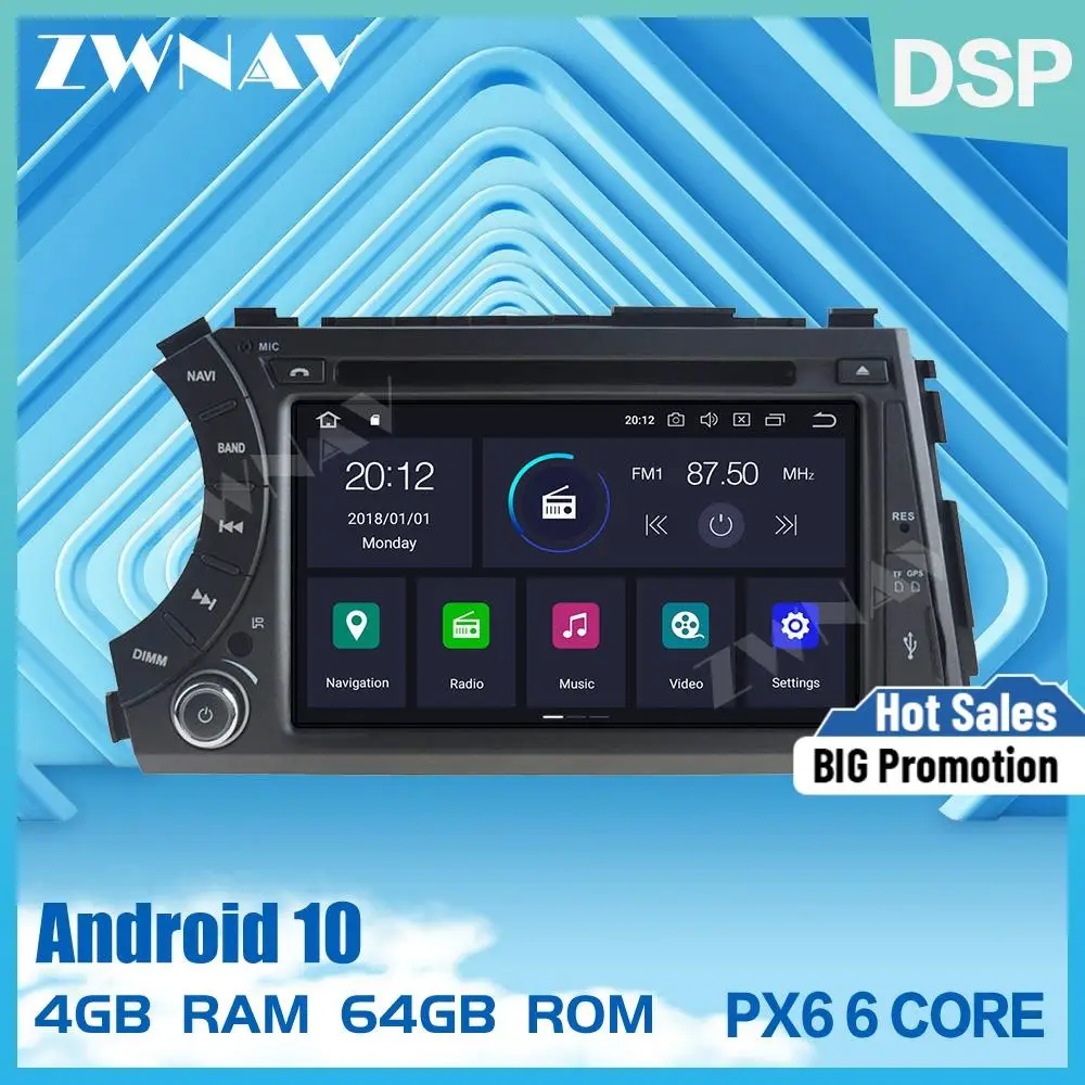 Автомобильный мультимедийный плеер PX6 4 Гб + 64 ГБ Android 10 0 GPS для Ssangyong Kyron Actyon Micro 2005