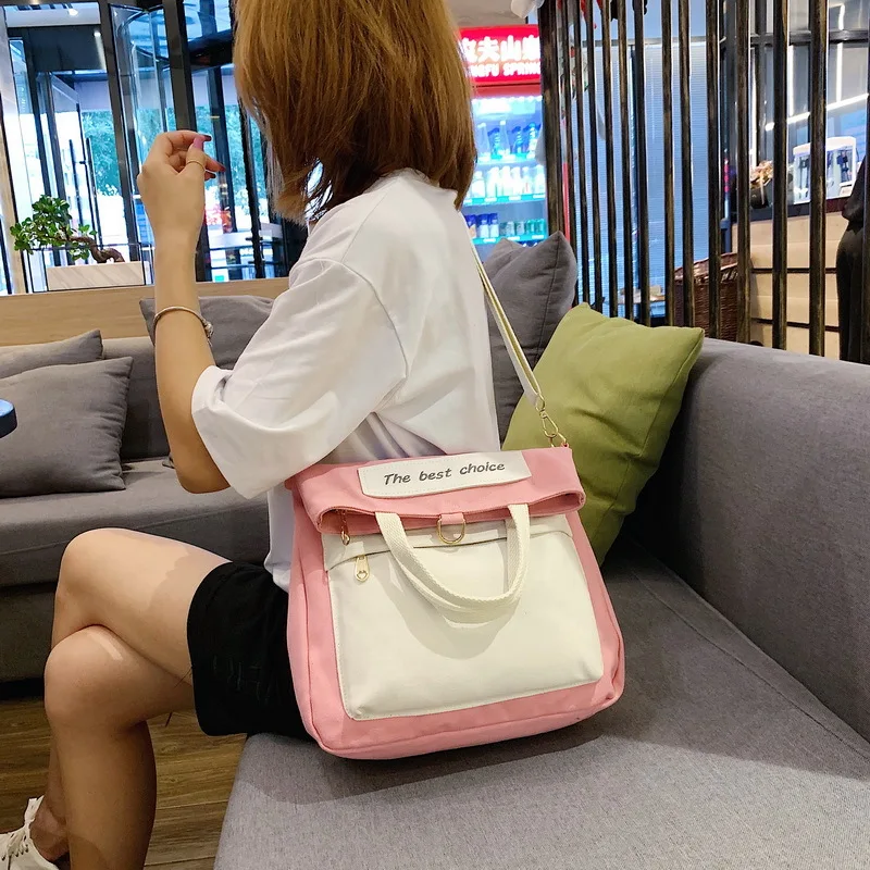 

Autumn Little Fresh Girl Heart Color Canvas Bag Female bags Fairy Double Shoulder Bag Student Class Schoolbags