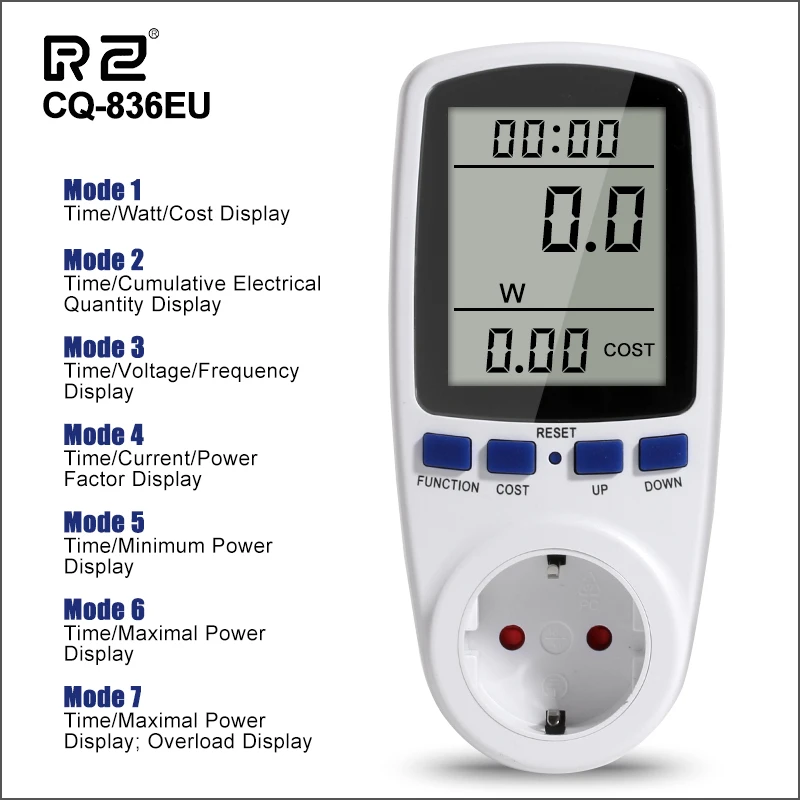 Измерители мощности RZ 230 в цифровой ваттметр напряжения переменного тока измеритель потребления энергии ватт анализатор электроэнергии кВтч монитор - изображение