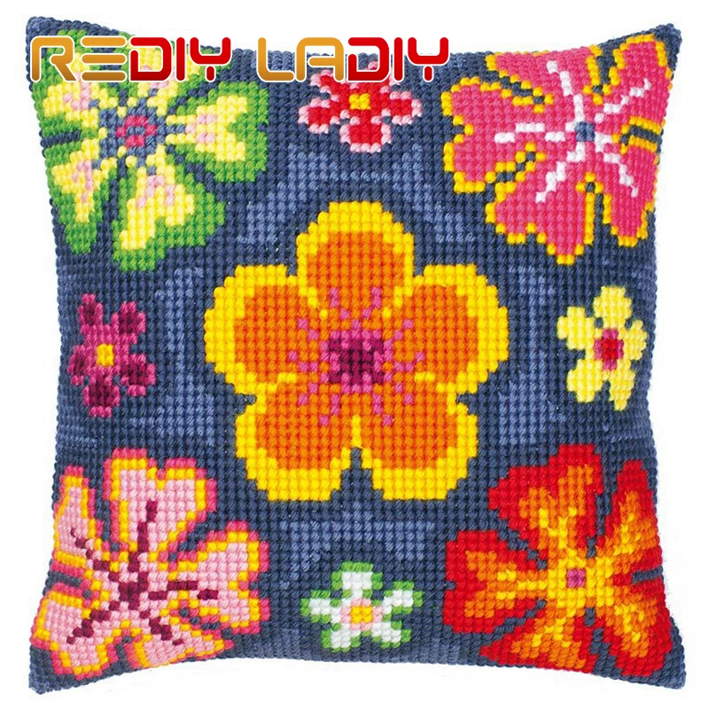 Женская наволочка для подушки с вышивкой крестиком акриловая пряжа детской