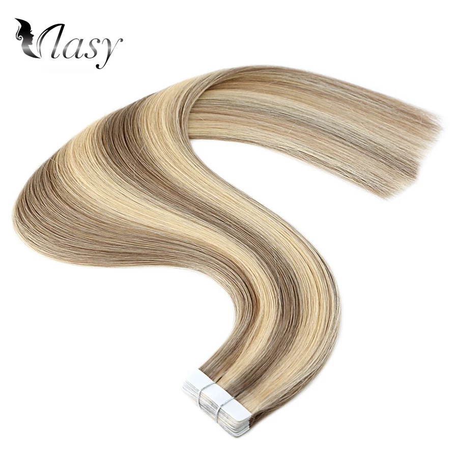 P14-24K Vlasy 16 ''20'' 24 ''Волосы Remy на ленте для наращивания, цвет пианино, прямые волосы с двойным нарисованным плетением, клейкая лента для наращивания - Цвет: P14-24K
