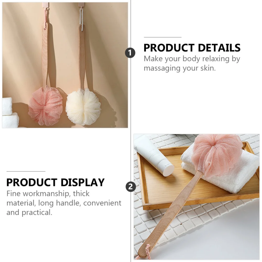 

2pcs Bath Flowers Long Handle Cleaning Brushes Hanging Bathing Brushes