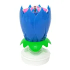 Музыкальная свеча #50, двойные цветы, торт на день рождения, плоская вращающаяся электронная Подсвечник для украшения дня рождения