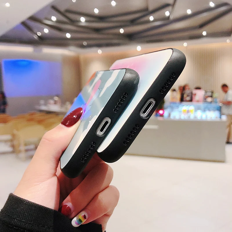 Модный дизайнерский мультяшный стеклянный чехол для телефона iphone 11 Pro X XR XS Max