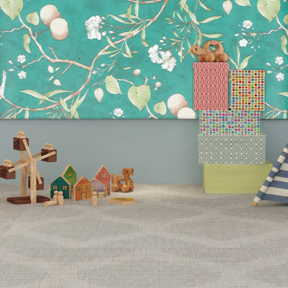 

1 Roll Vintage Floral Wallpaper Removable Wallpaper Green Peel Stick Wallpaper