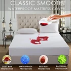 Гладкая 100% водонепроницаемая защита матраса, прохладный на ощупь водонепроницаемый пылезащитный чехол для матраса, простыня для стирки в стиральной машине