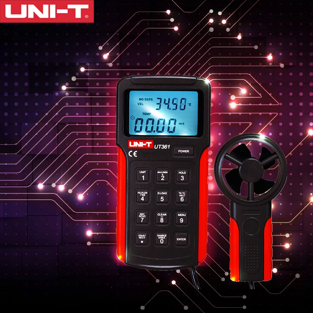 UNI T UT361 UT362 Ручной цифровой высокоточный анемометр/расходомер воздуха может