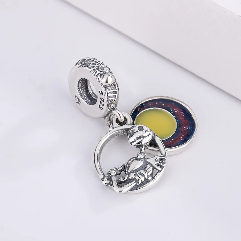 

925 Sterling Silver Beads Bracelet Nightmare Before Christmas Double Dangle Charm for Women Jewelry DIY Making Fits Pandora