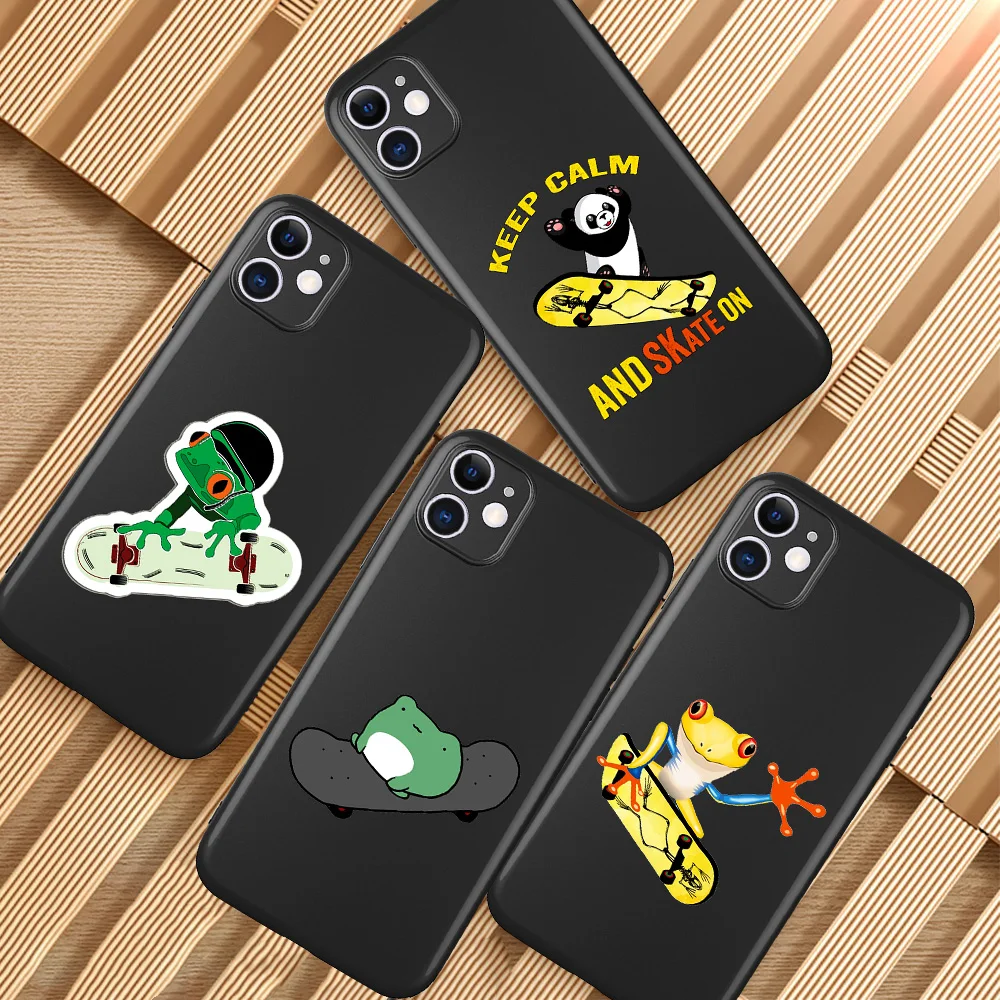 

Skateboard Frog Dinosaur Cute cartoon for IPhone 13 12 Pro Max 5 6 6S 7 8 SE 2020 Plus X XS XR 11 Pro Max Phone Case Coque etui