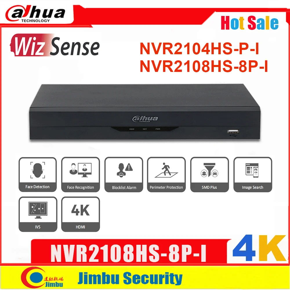 Видеорегистратор Dahua 4K NVR POE 8CH 4CH WizSense NVR2108HS-8P-I 8POE с функцией обнаружения лица IVS SMD