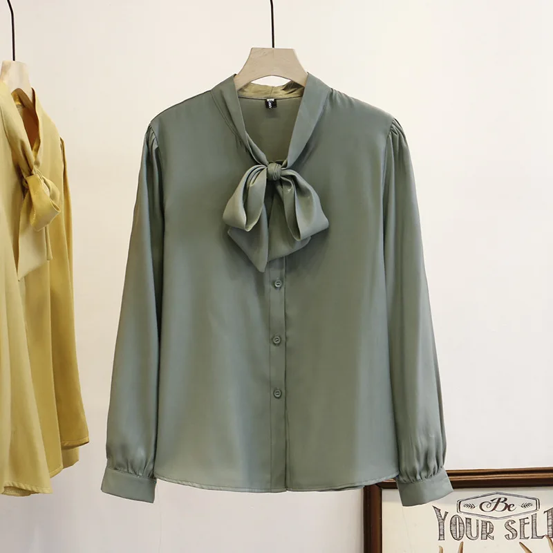 Сатиновая женская блузка весна 2020 модные топы размера плюс повседневный