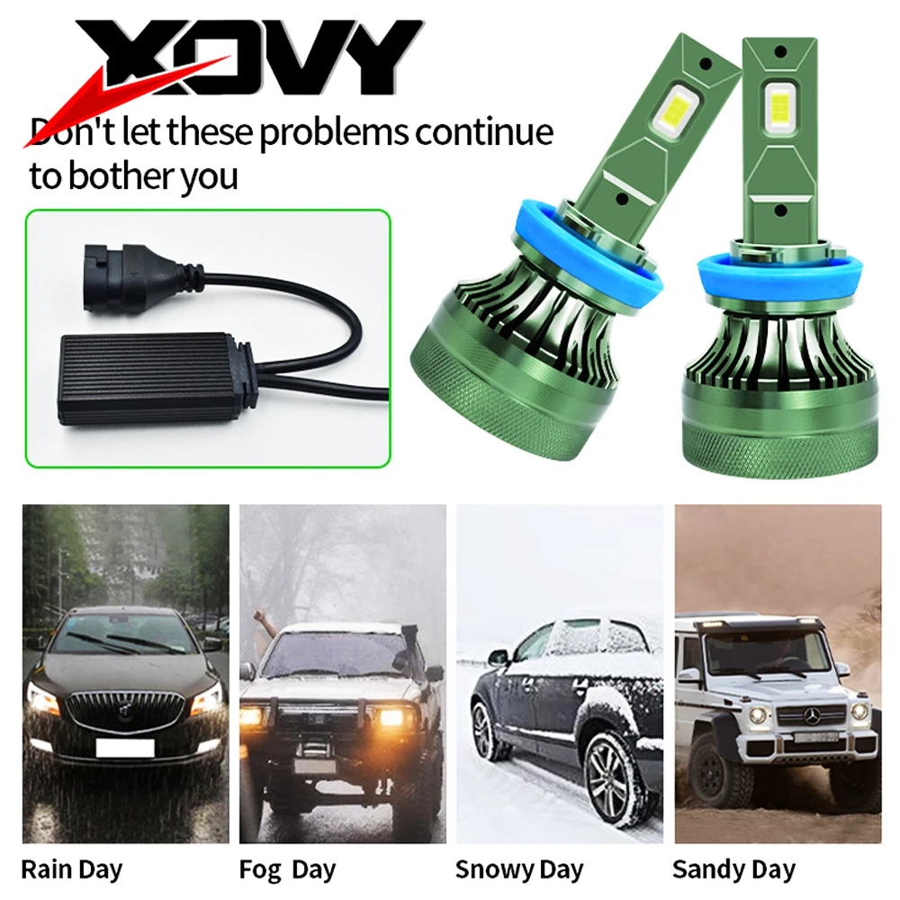 

XOVY LED Car Headlights Bulbs H4 H7 9007 6000K 12000LM Auto Lighting Green Color Headlamps Kits High/Low Beam Auto Driving Light