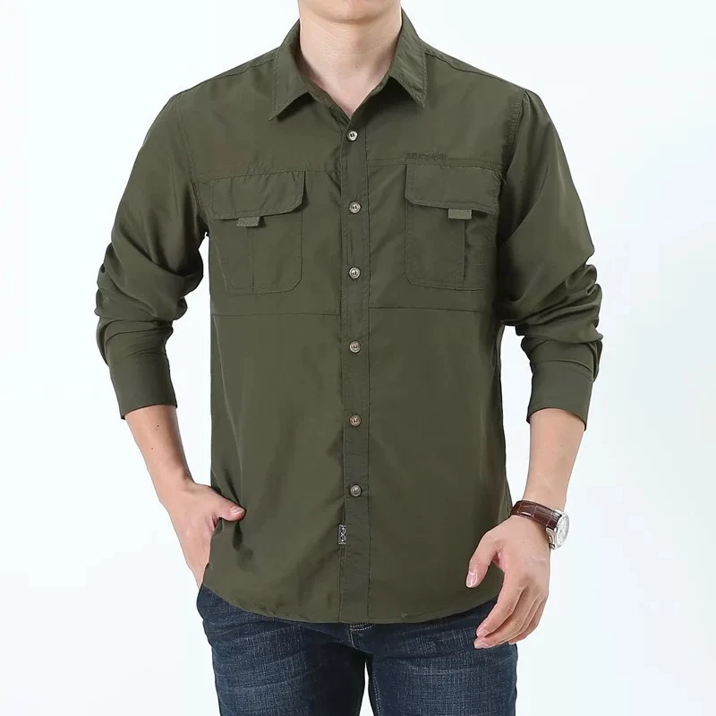 

Men's summer removable long-sleeved military uniform lightweight military shirt quick-drying tactical shirt work hunting shirt