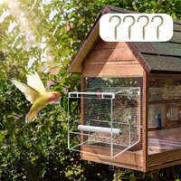 automatic bird cage feeder seed food container with anti slip perch and hanging hooks bird food box parrot food feeder for parak
