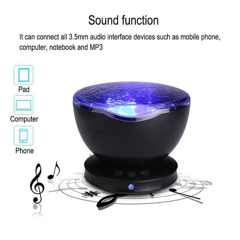 Ocean Wave проектор светодиодный Ночник светильник музыкальный плеер 7 Космос Звезда