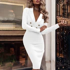 Модное сексуальное женское платье на пуговицах, элегантные офисные женские платья для женщин, повседневные осенние облегающие платья с длинным рукавом