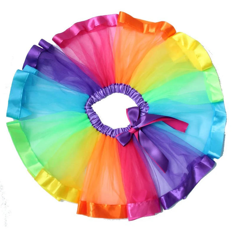 Радужные юбки для девочек Милая юбка ручной работы блестящая бальная пачка из