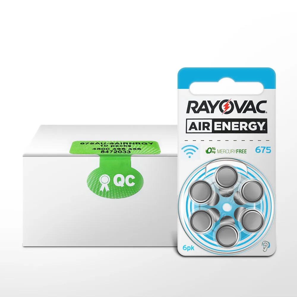 

Zinc Air Hearing Aids Batteries 60 PCS Rayovac Energy 675A 675 A675 PR44 Battery For Sound Amplifier Accessories Drop Shipping